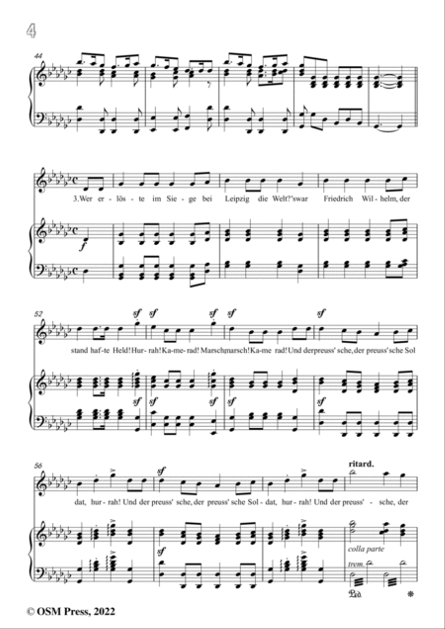 Loewe-Preussisches Hurrahlied,in G flat Major,for Voice and Piano Voice Solo scores gallery preview page 6