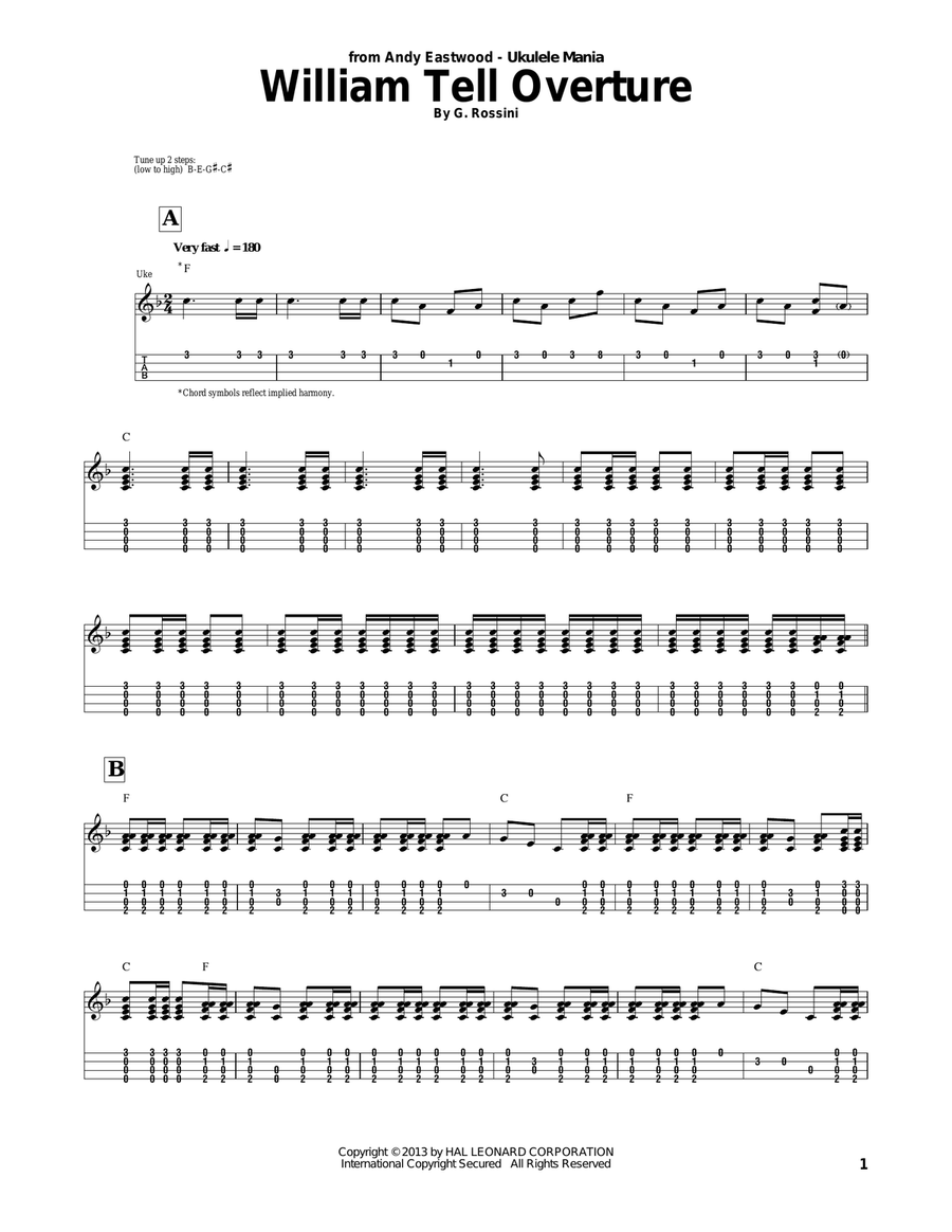 William Tell Overture Ukulele scores gallery preview page 1