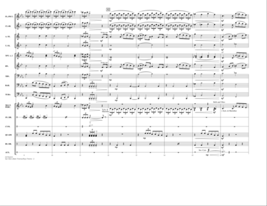 Star Wars Main Theme/Rey's Theme (from The Force Awakens) - Conductor Score (Full Score) Marching Band scores gallery preview page 2