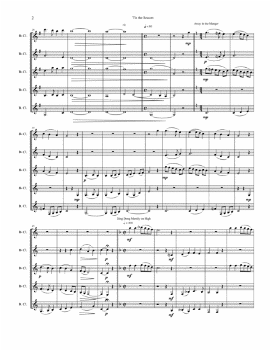 Tis the Season - A Christmas Medley for Clarinets Woodwind Ensemble scores gallery preview page 4