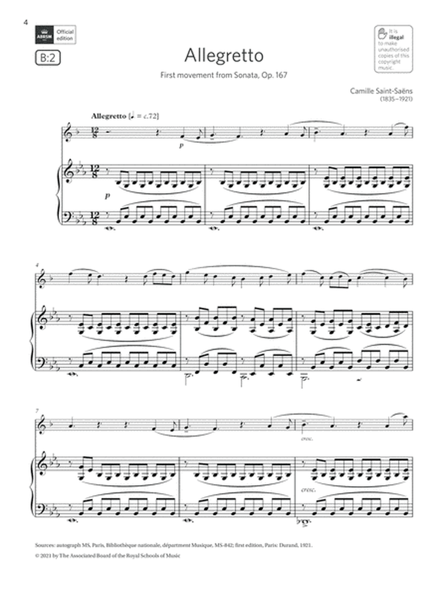 Allegretto (from Sonata, Op. 167) (Grade 7 List B2 from the ABRSM Clarinet syllabus from 2022)