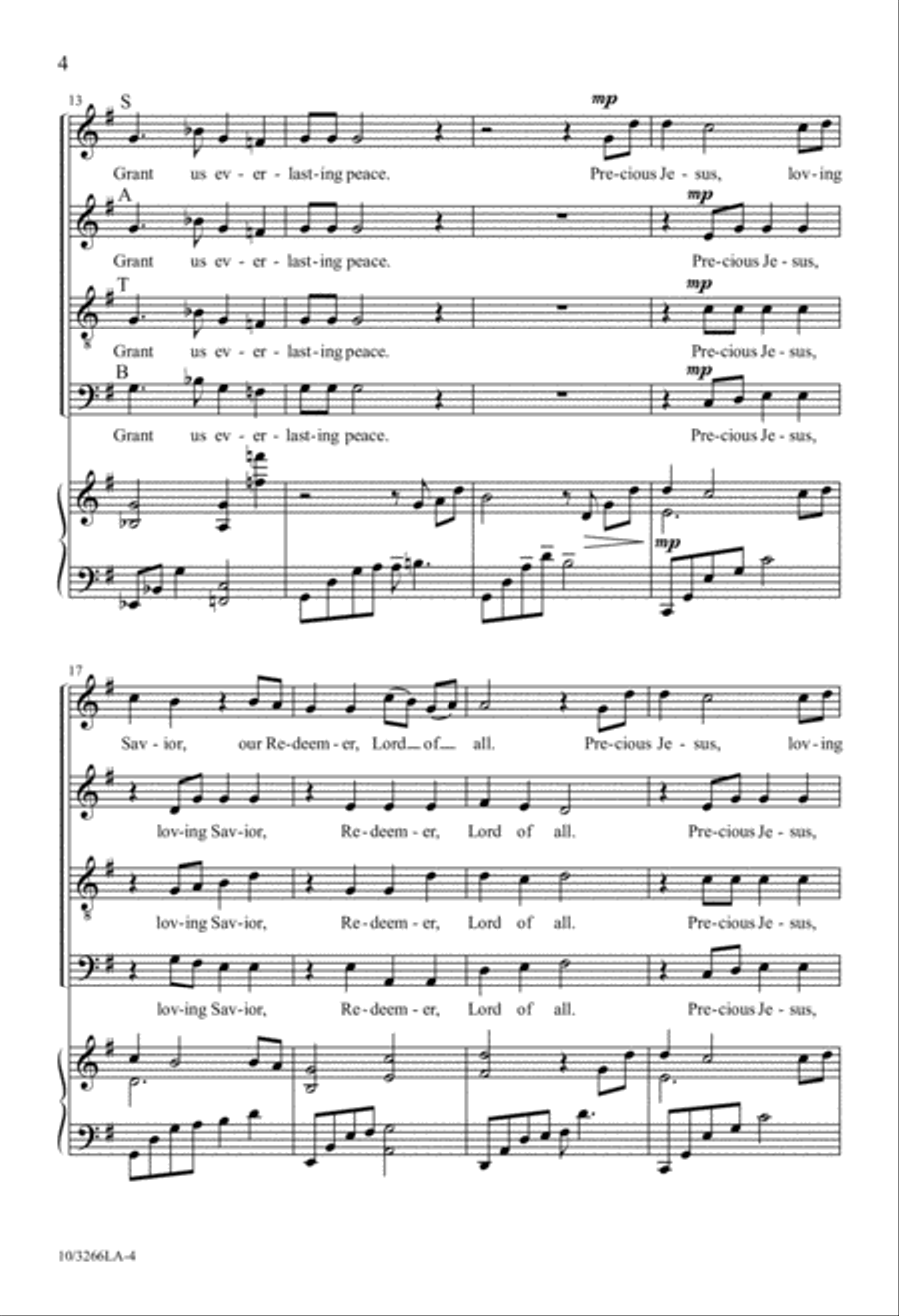 Prayer for Peace 4-Part scores gallery preview page 4