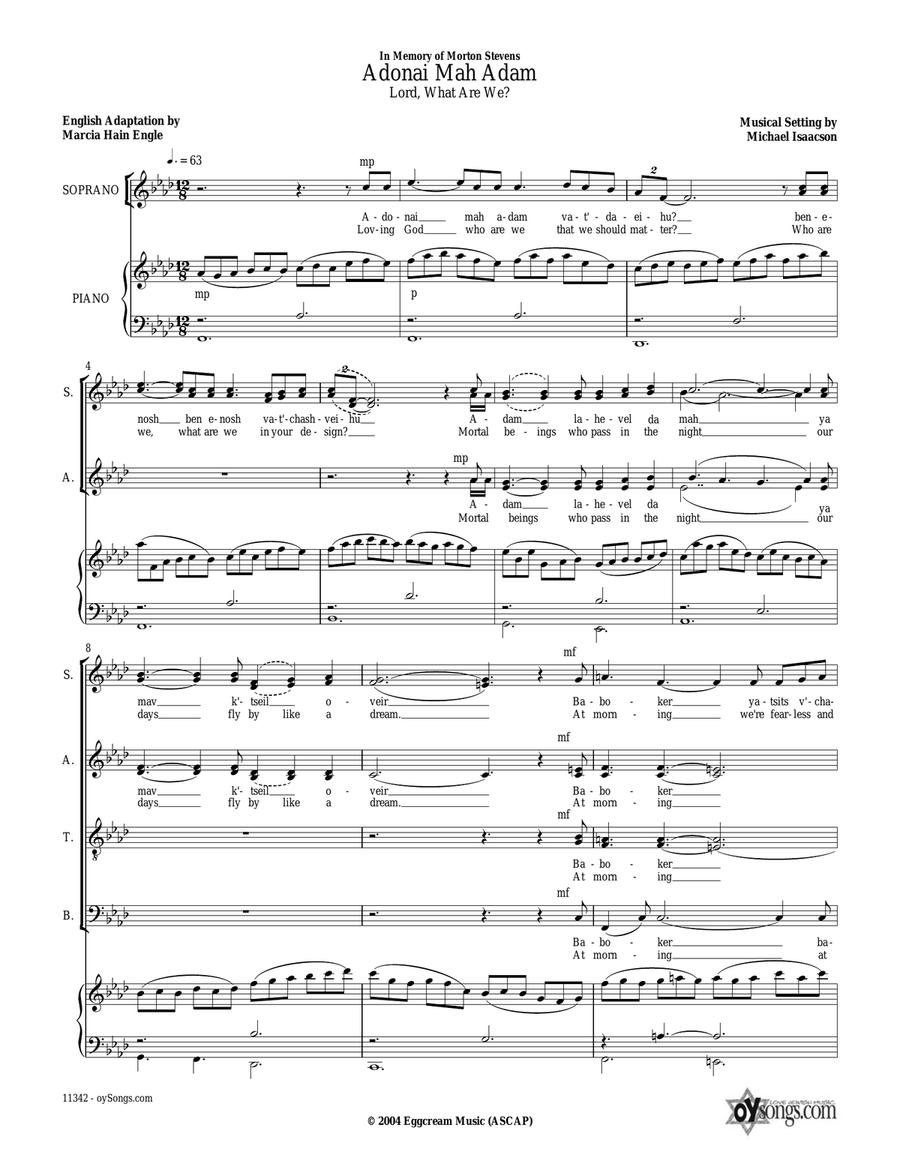 Adonai Mah Adam Adonai Mah Adam 4-Part scores gallery preview page 1