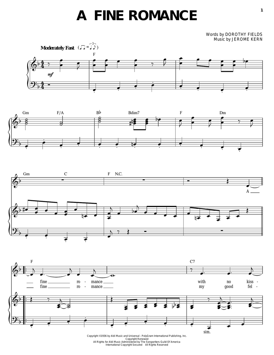 A Fine Romance A Fine Romance Piano, Vocal scores gallery preview page 1