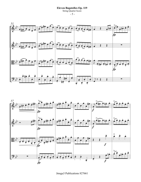 Beethoven: Eleven Bagatelles Op. 119 String Quartet - Score Only image number null