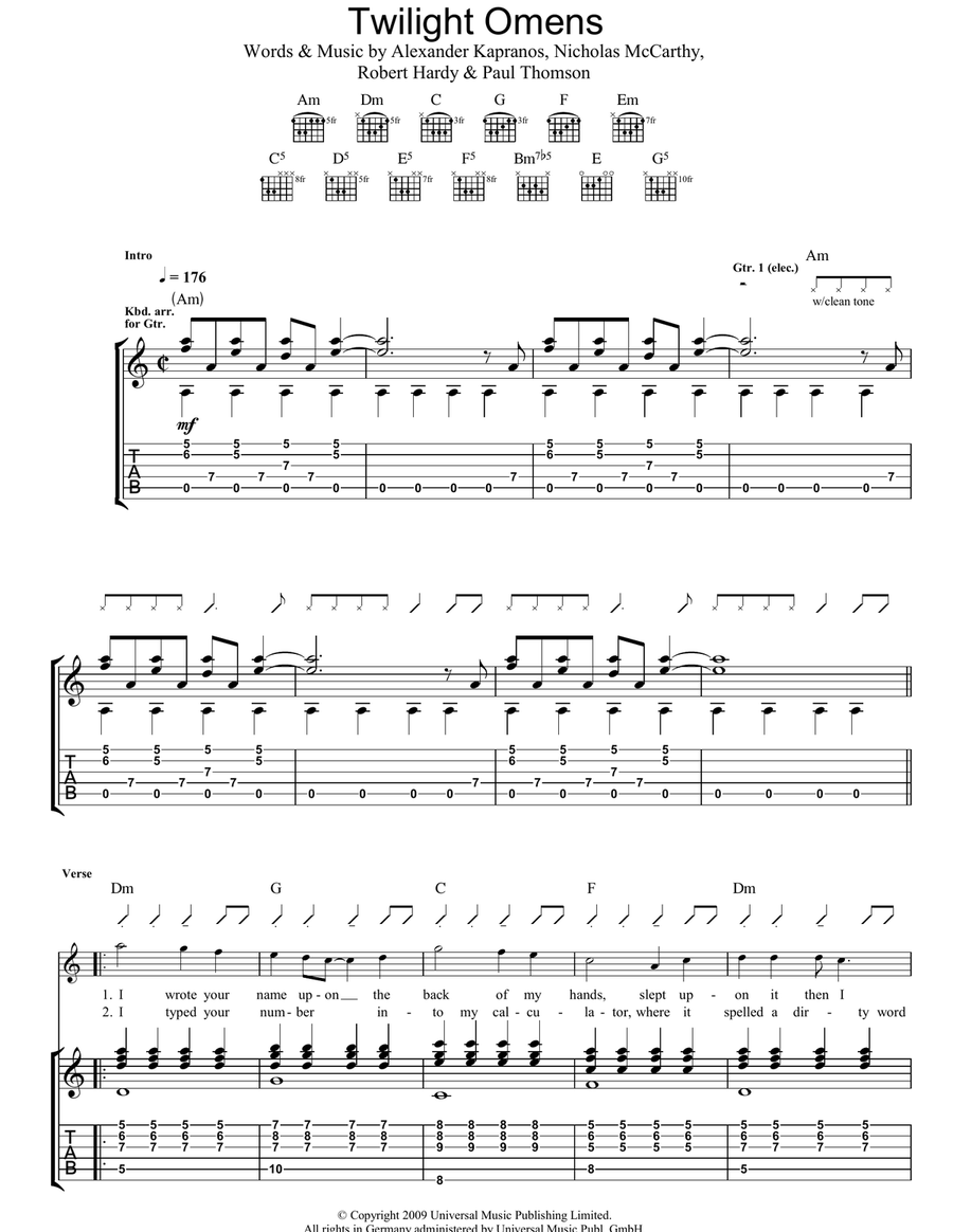 Twilight Omens Guitar Tablature scores gallery preview page 1