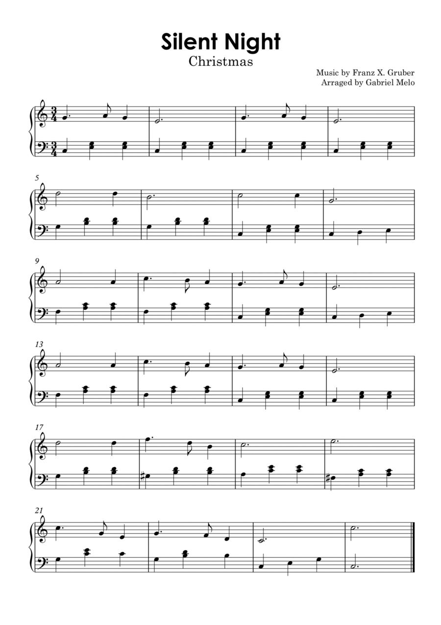 Silent Night Piano Solo scores gallery preview page 1