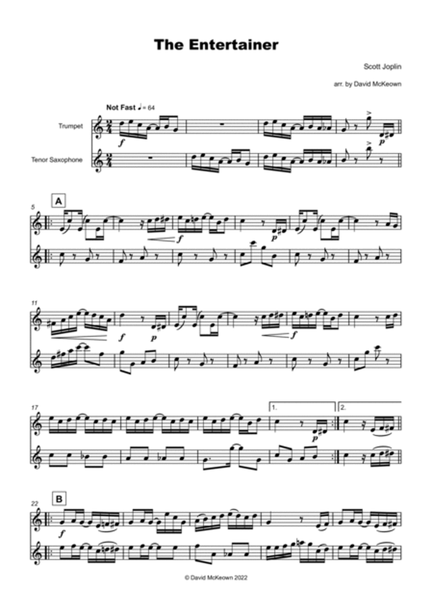 The Entertainer by Scott Joplin, Trumpet and Tenor Saxophone Duet
