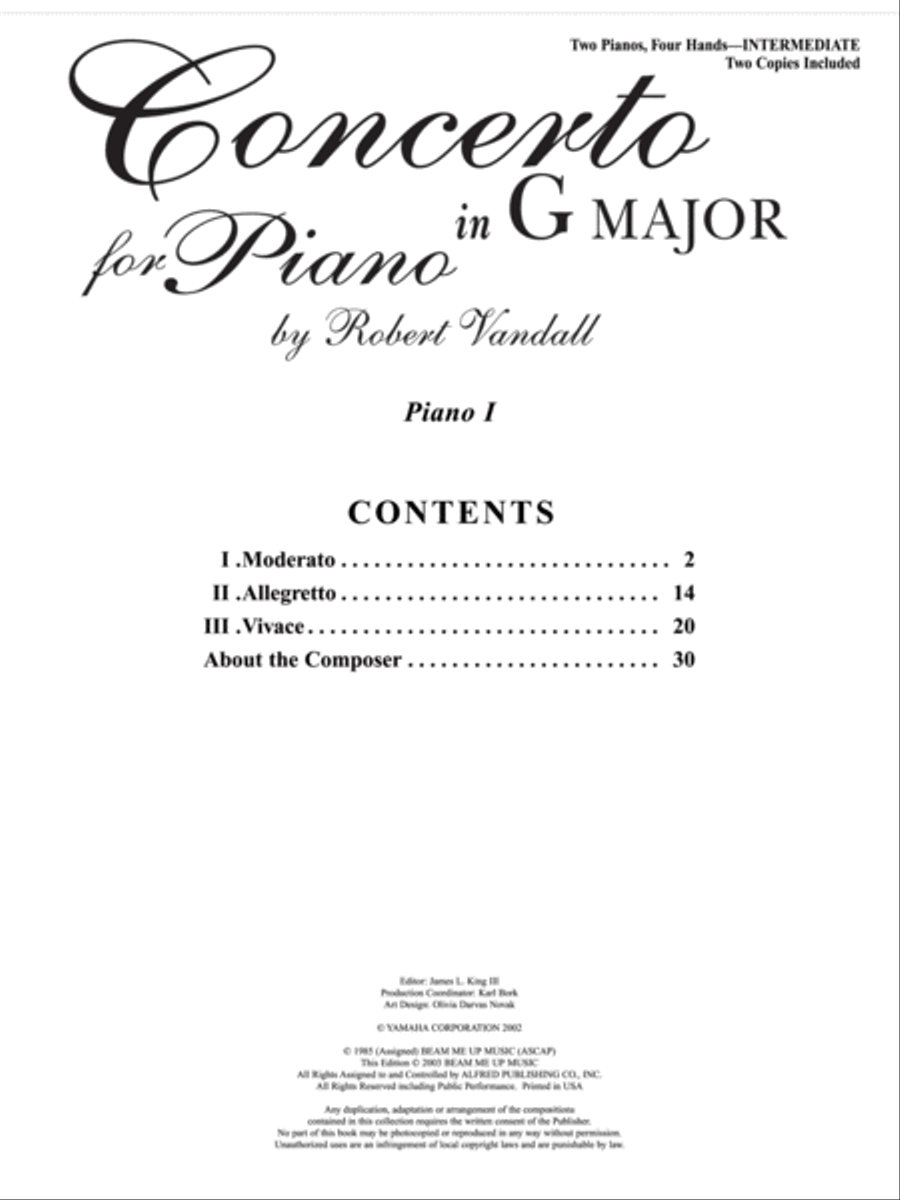 Concerto in G Major - Piano Duo (2 Pianos, 4 Hands) Piano Method scores gallery preview page 1