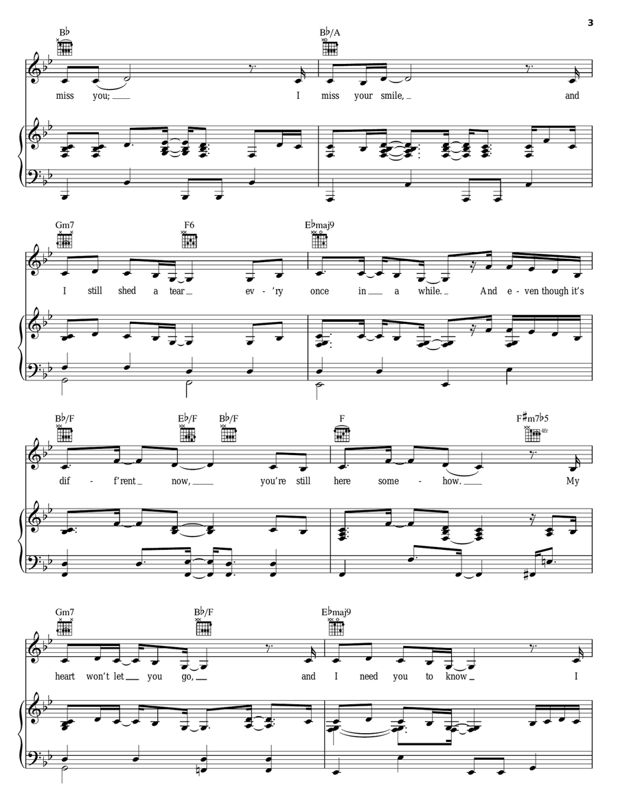 I Miss You Piano, Vocal, Guitar scores gallery preview page 3