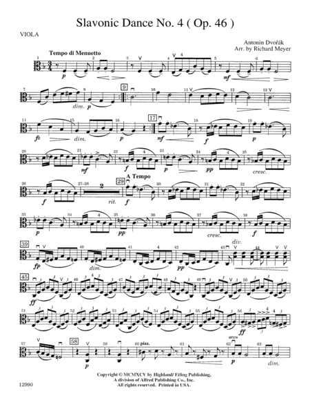 Slavonic Dance No. 4 (Op. 46): Viola