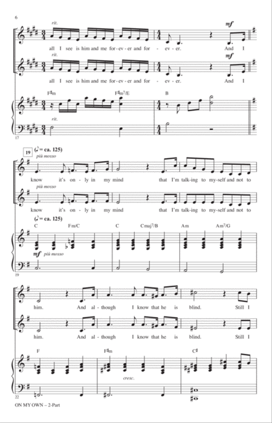 On My Own (from Les Miserables) (arr. Mac Huff) 2-Part scores gallery preview page 4