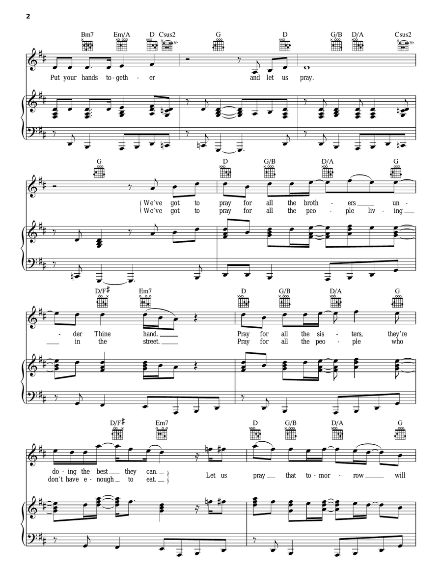Put Your Hands Together Put Your Hands Together Piano, Vocal, Guitar scores gallery preview page 2