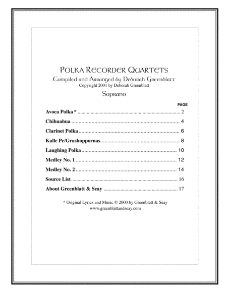 Polka Recorder Quartets - Parts