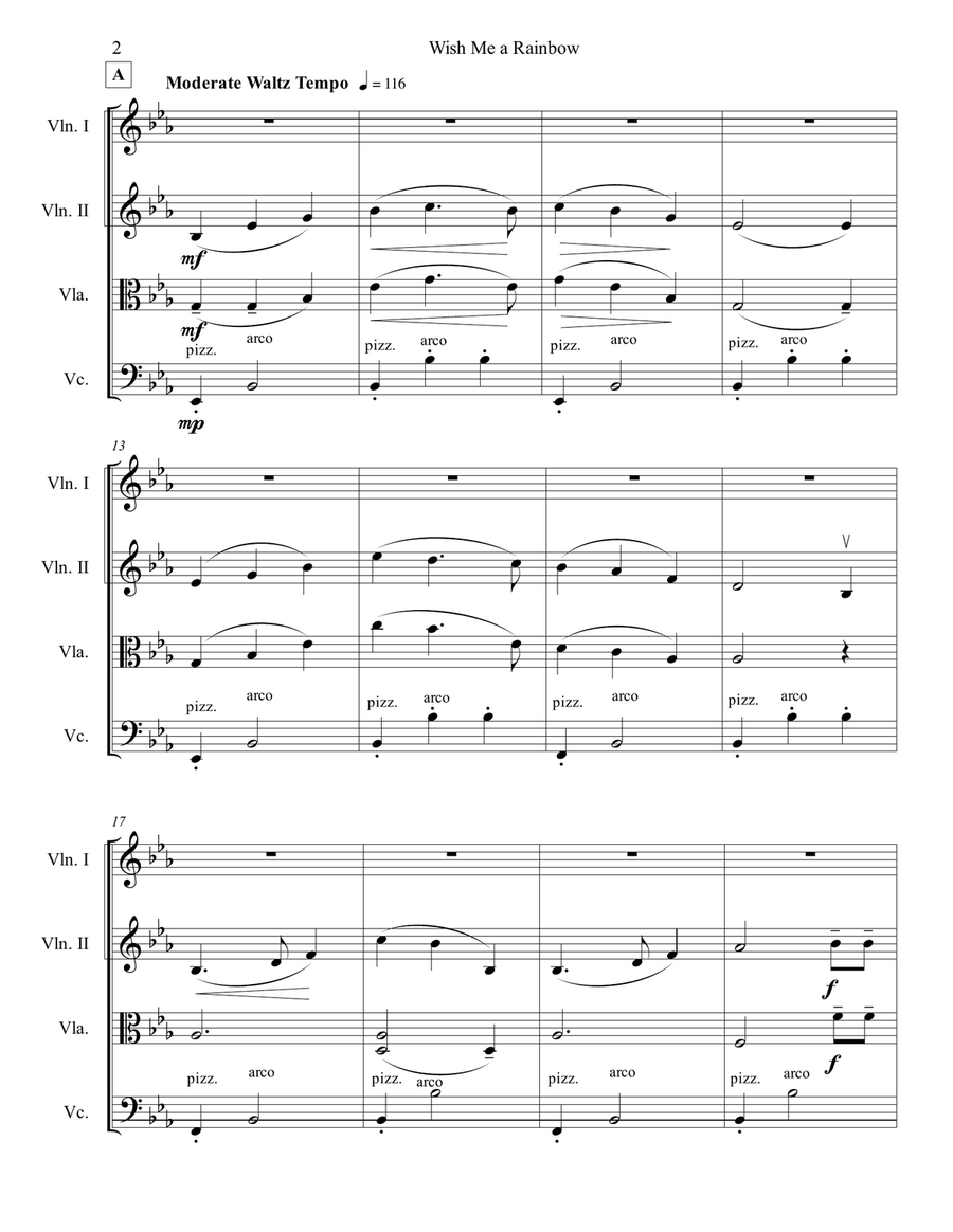 Wish Me A Rainbow String Quartet scores gallery preview page 5