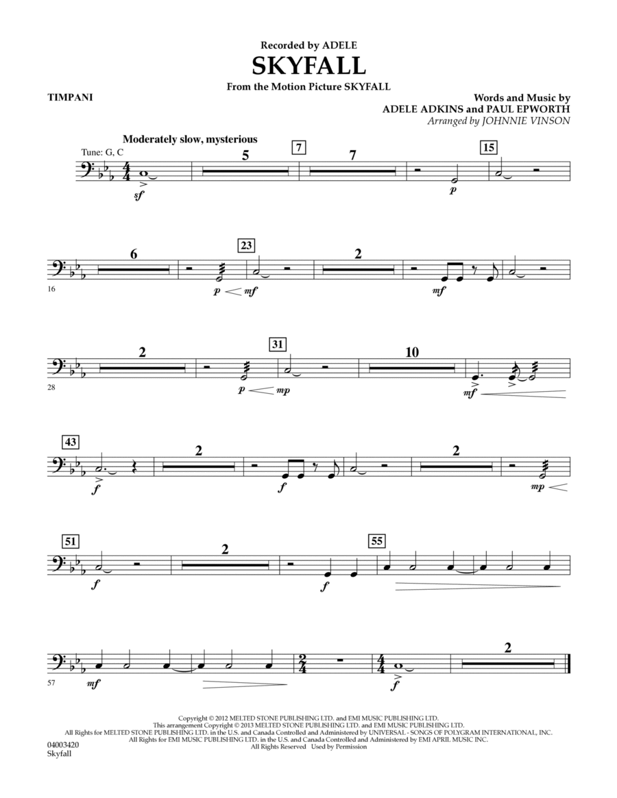 Skyfall - Timpani Concert Band scores gallery preview page 1