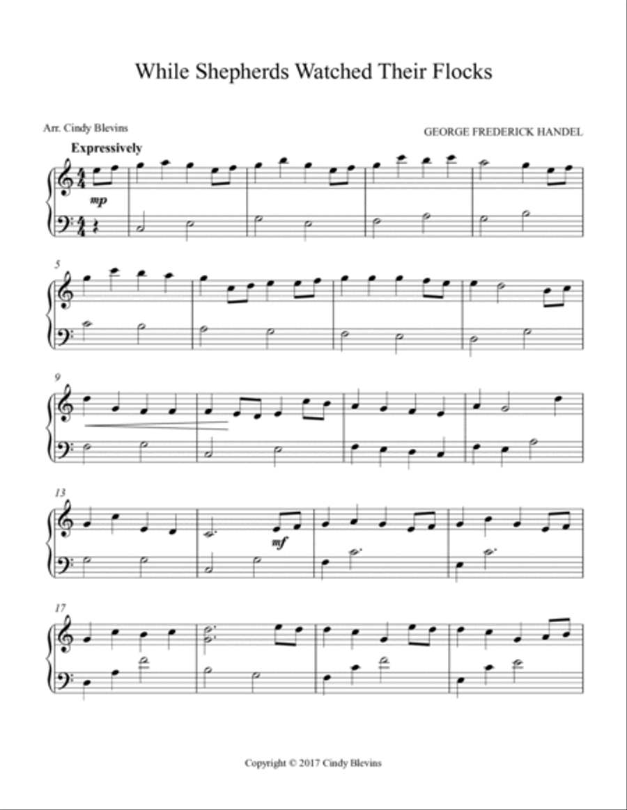 While Shepherds Watched Their Flocks, Easy Piano Solo Easy Piano scores gallery preview page 2