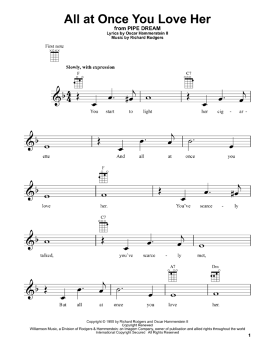 All At Once You Love Her All At Once You Love Her Ukulele scores gallery preview page 1