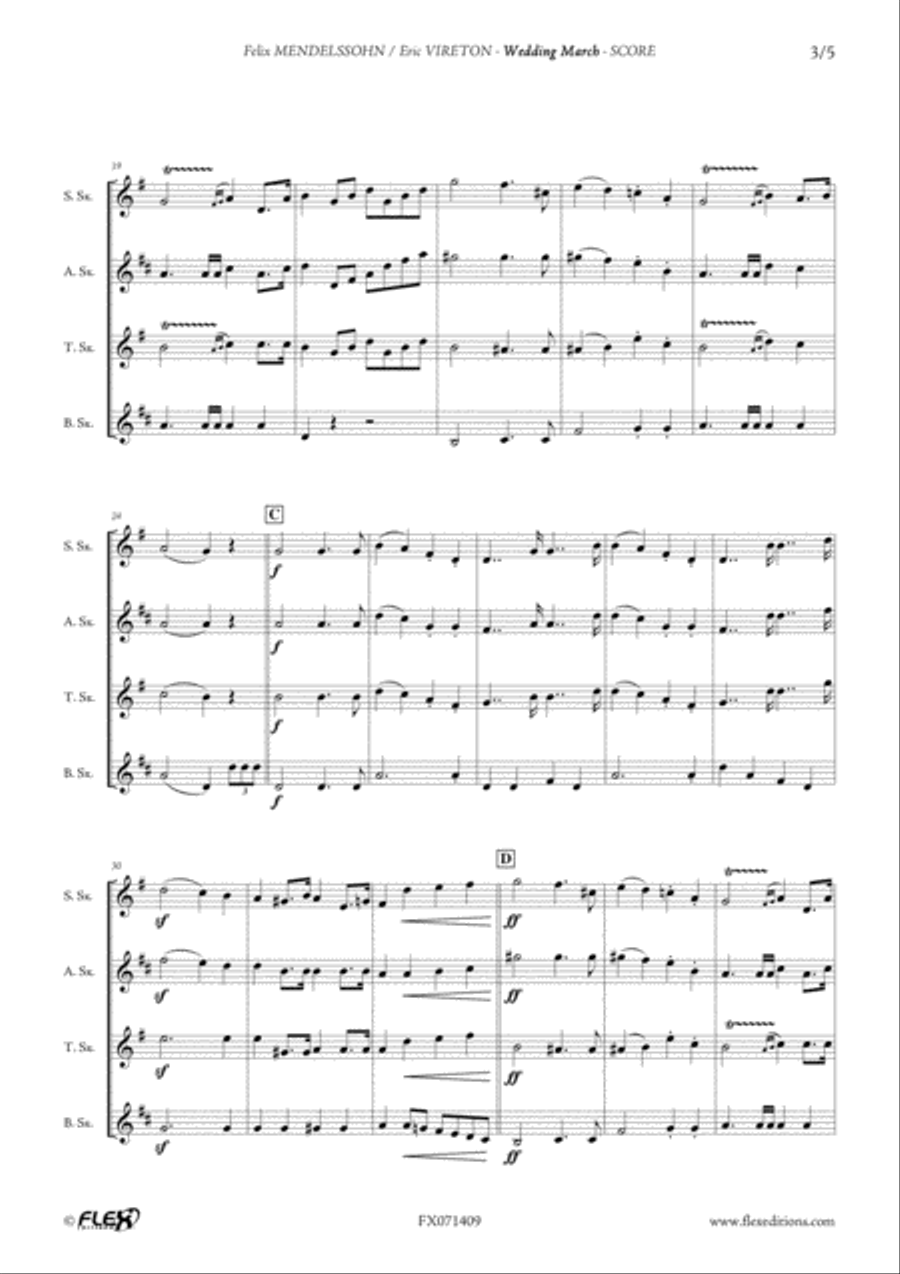 Wedding March Saxophone Quartet scores gallery preview page 3