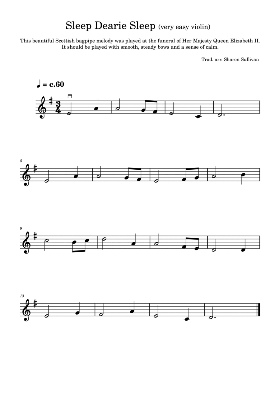 Sleep Dearie Sleep (very easy violin) Violin Solo scores gallery preview page 1
