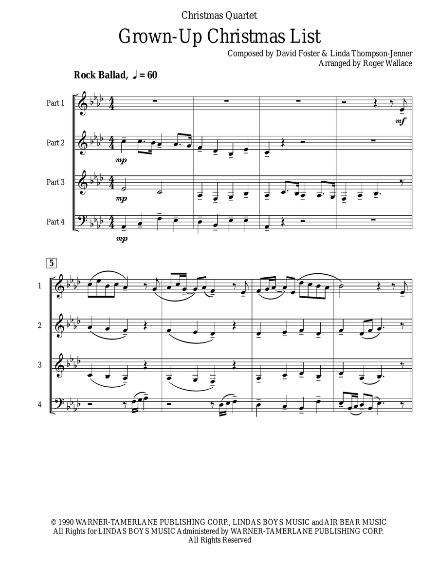 Grown-Up Christmas List Clarinet Quartet scores gallery preview page 2