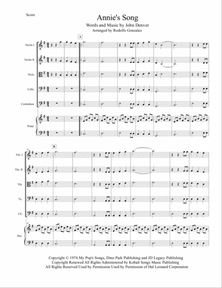 Annie's Song String Orchestra scores gallery preview page 1