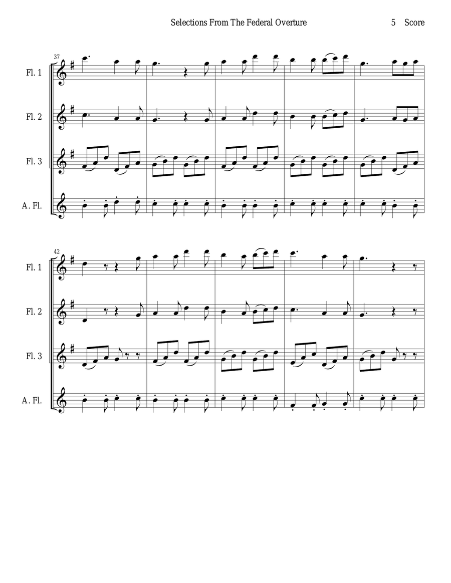 1794! Federal Overture for Flute Quartet Flute Quartet scores gallery preview page 5