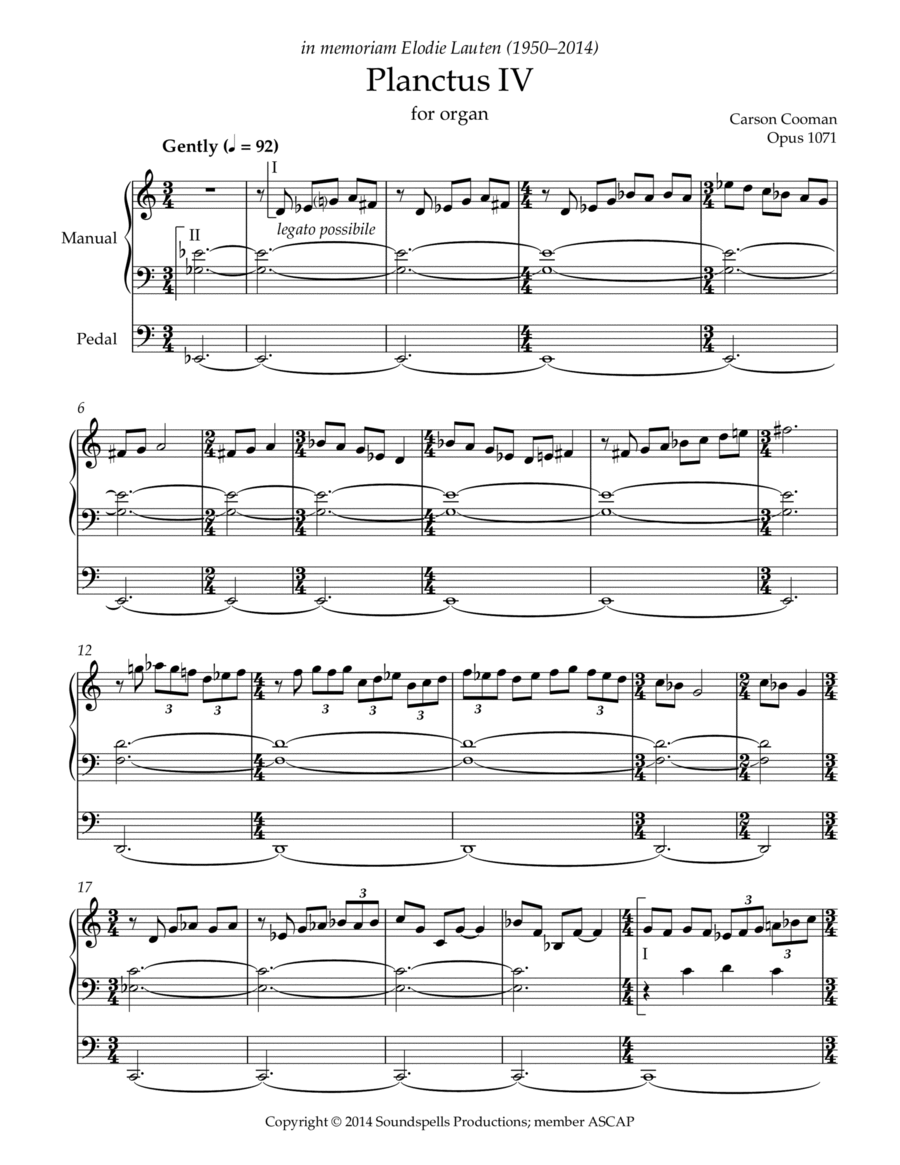 Planctus IV Organ Solo scores gallery preview page 1