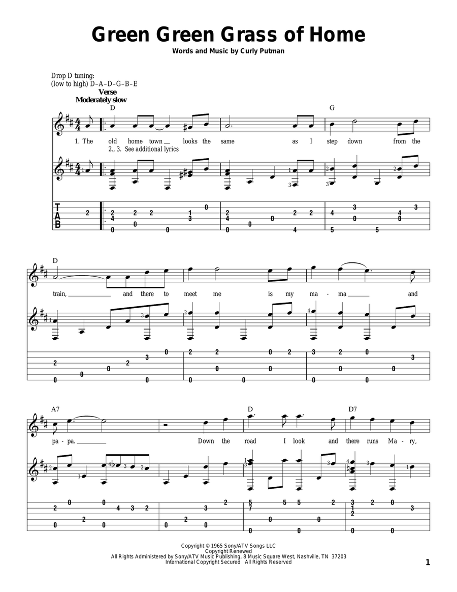 Green Green Grass Of Home Acoustic Guitar scores gallery preview page 1