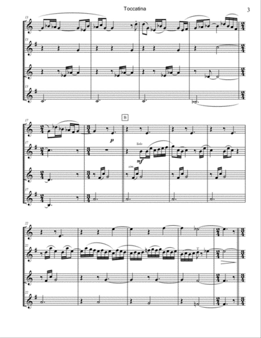Toccatina for Sax Quartet Saxophone Quartet scores gallery preview page 3