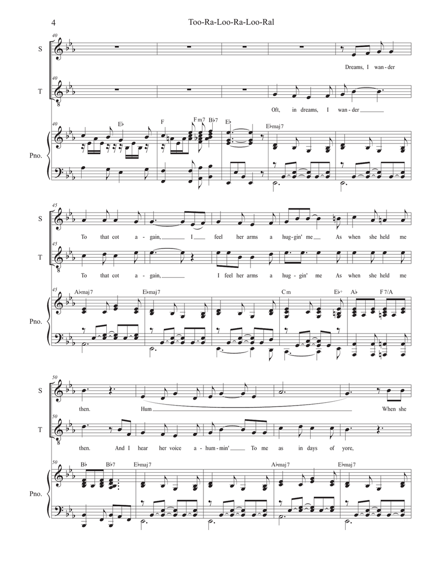Too-Ra-Loo-Ra-Loo-Ral (That's an Irish Lullaby) (for 2-part choir - (Soprano & Tenor) 2-Part scores gallery preview page 4