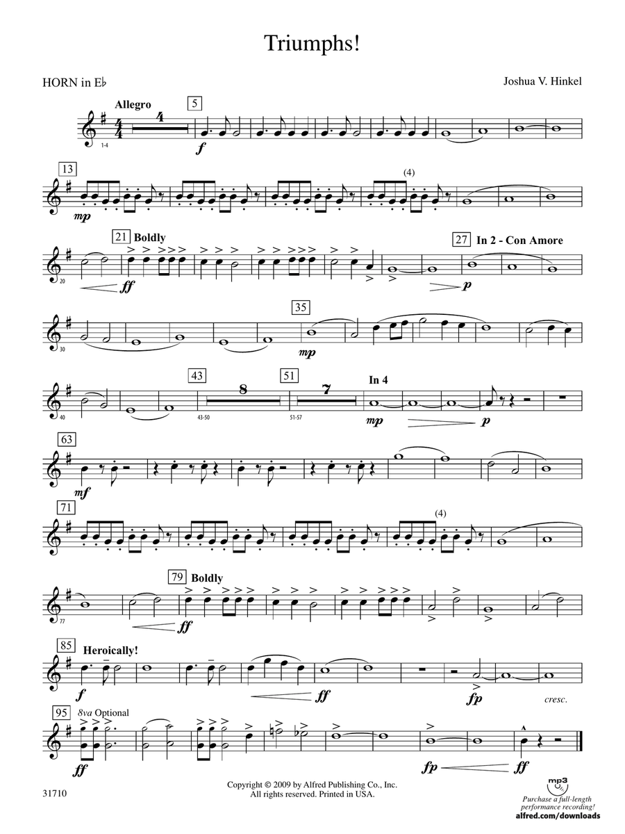 Triumphs!: (World Part) 1st Horn in E-flat