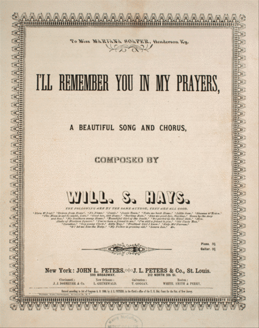 I'll Remember You in My Prayers. A Beautiful Song and Chorus 4-Part scores gallery preview page 1