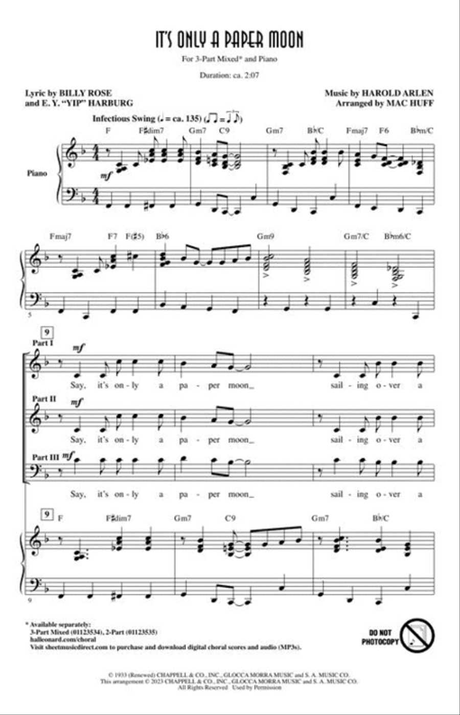 It's Only a Paper Moon 3-Part scores gallery preview page 3