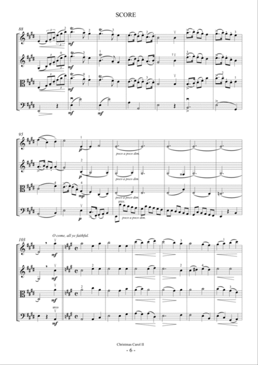 Christmas Carol Medley II (For String Quartet) String Quartet scores gallery preview page 6