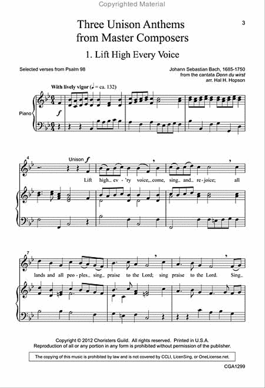 Three Unison Anthems from Master Composers Unison Choir scores gallery preview page 2
