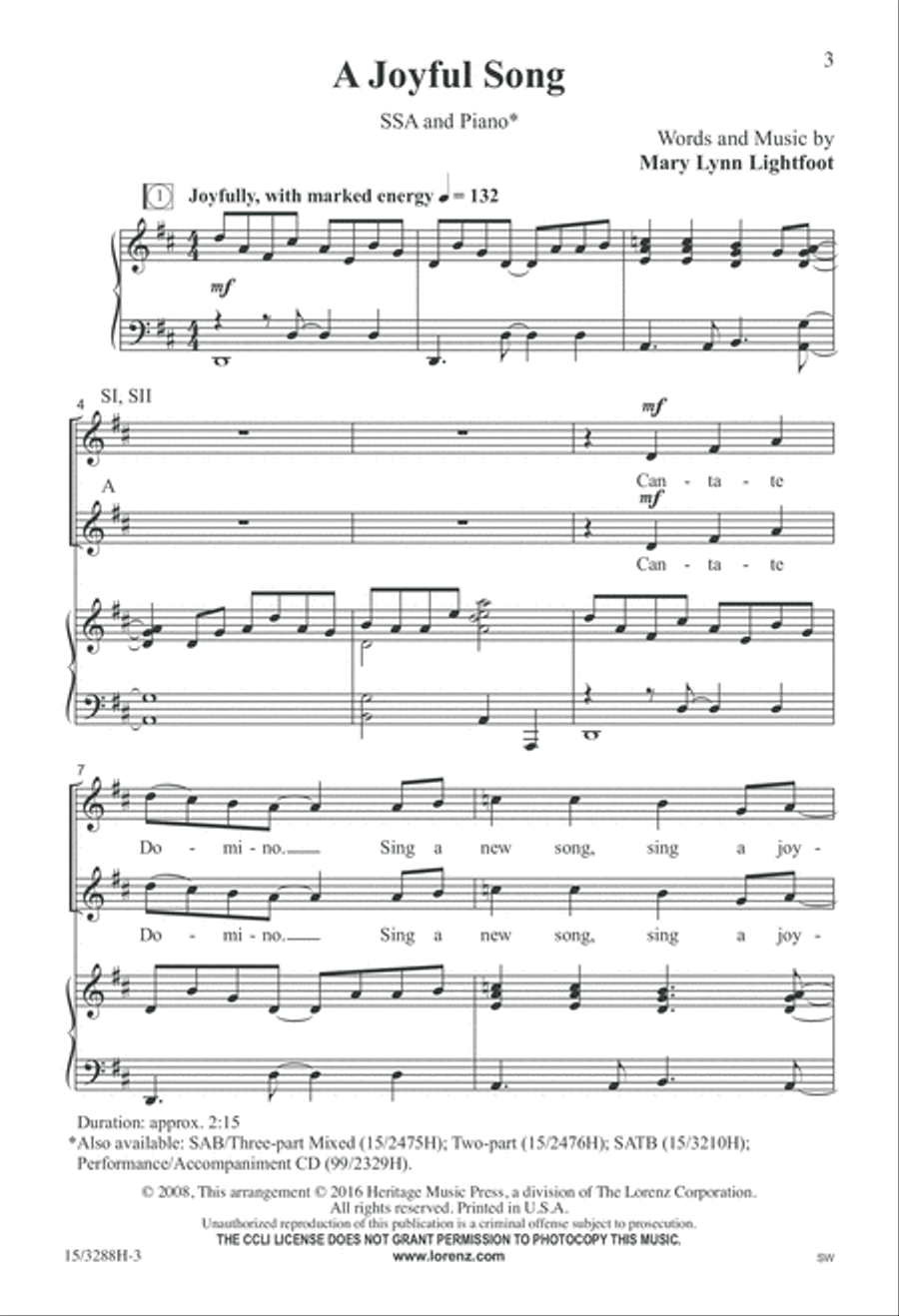 A Joyful Song SSA scores gallery preview page 3