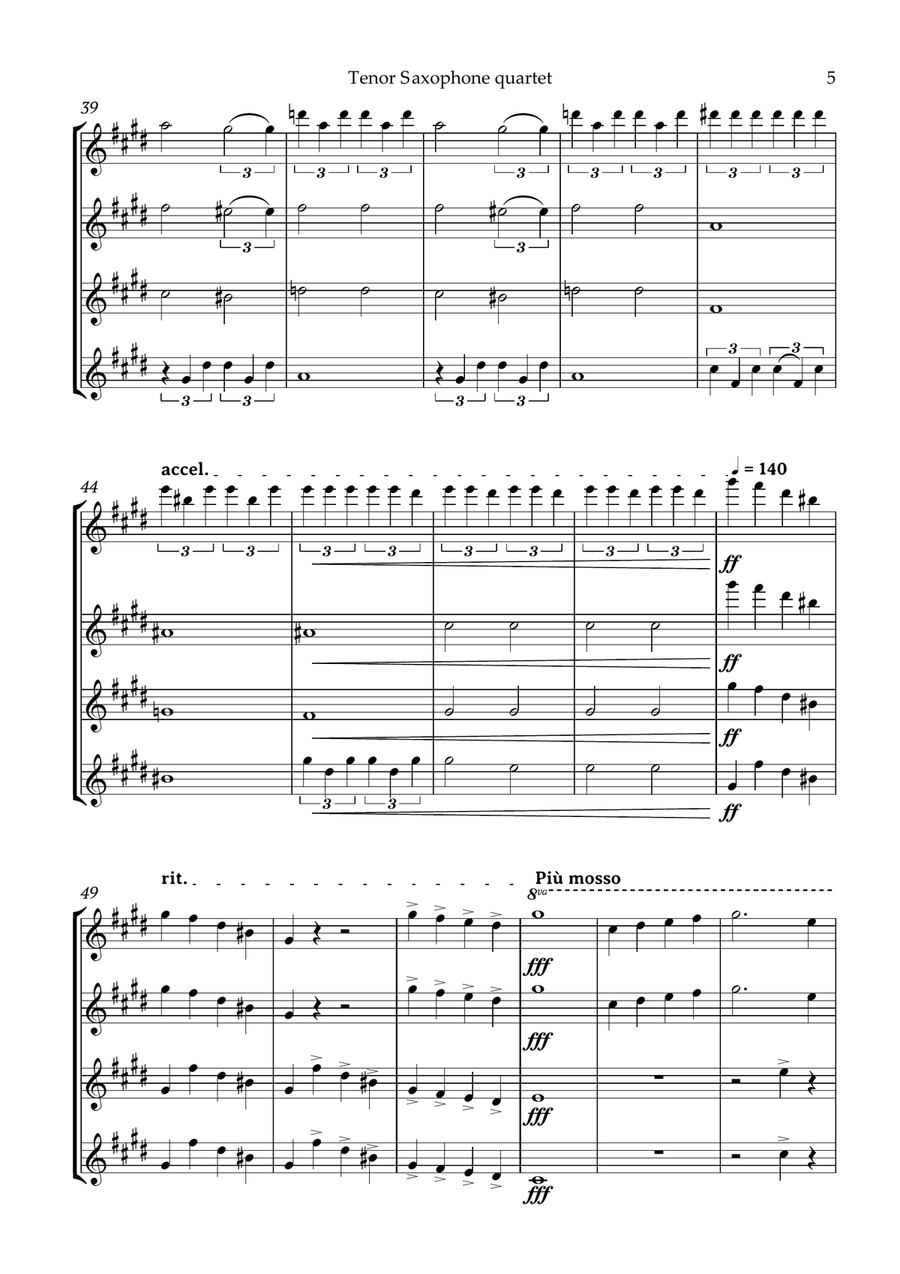Swan Lake Tchaikovsky Tenor Saxophone Quartet Tenor Saxophone scores gallery preview page 6