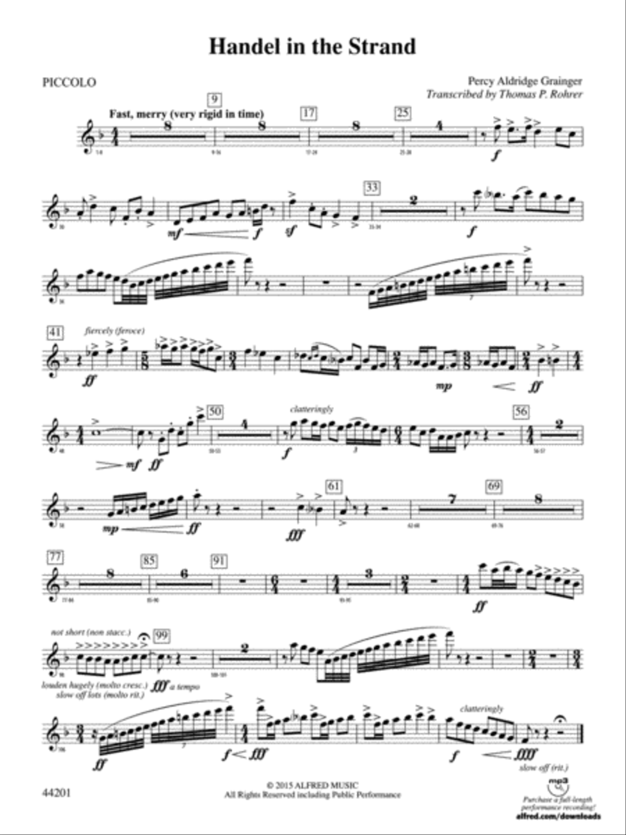 Handel in the Strand: Piccolo Concert Band scores gallery preview page 1