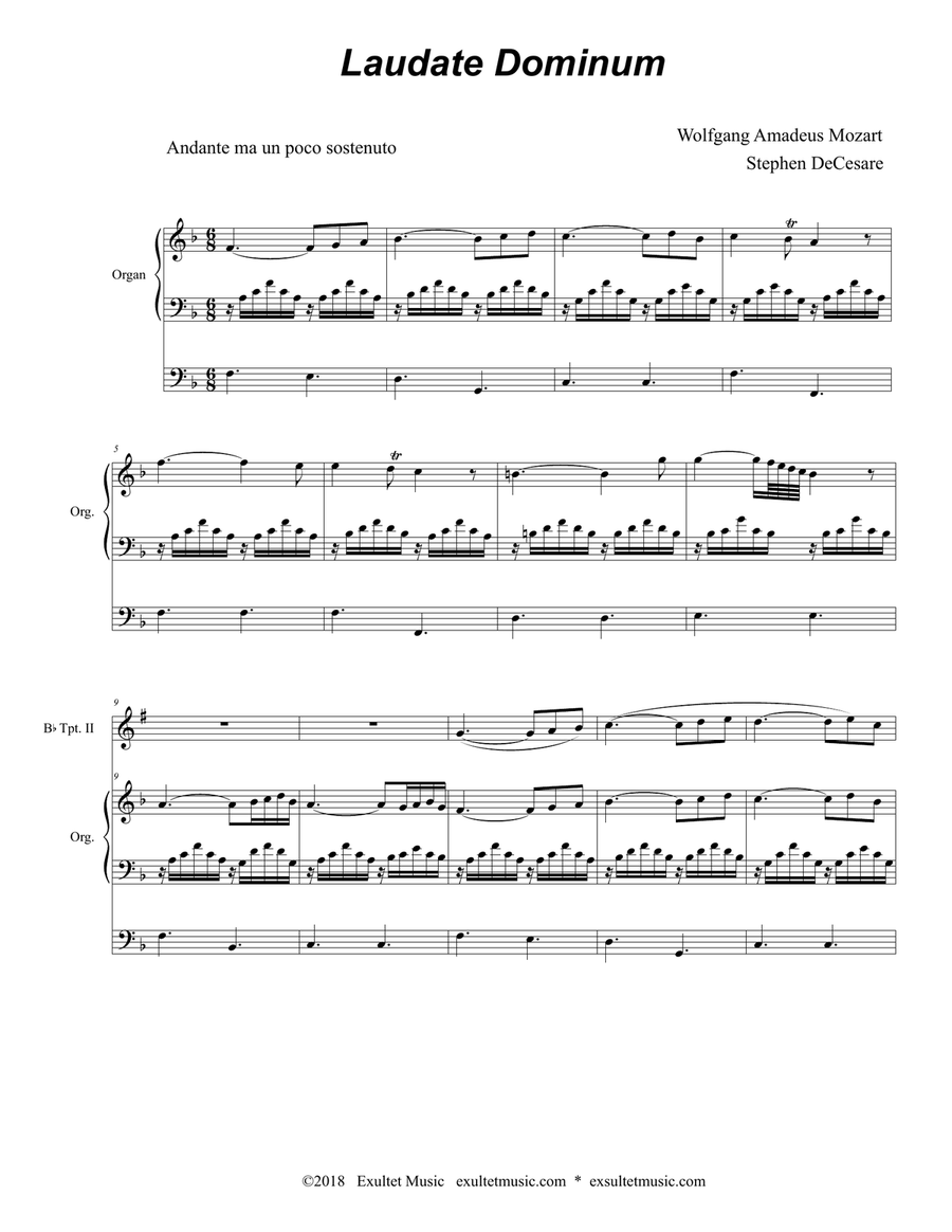 Laudate Dominum (Duet for Bb-Trumpet - Organ Accompaniment) Trumpet Duet scores gallery preview page 2