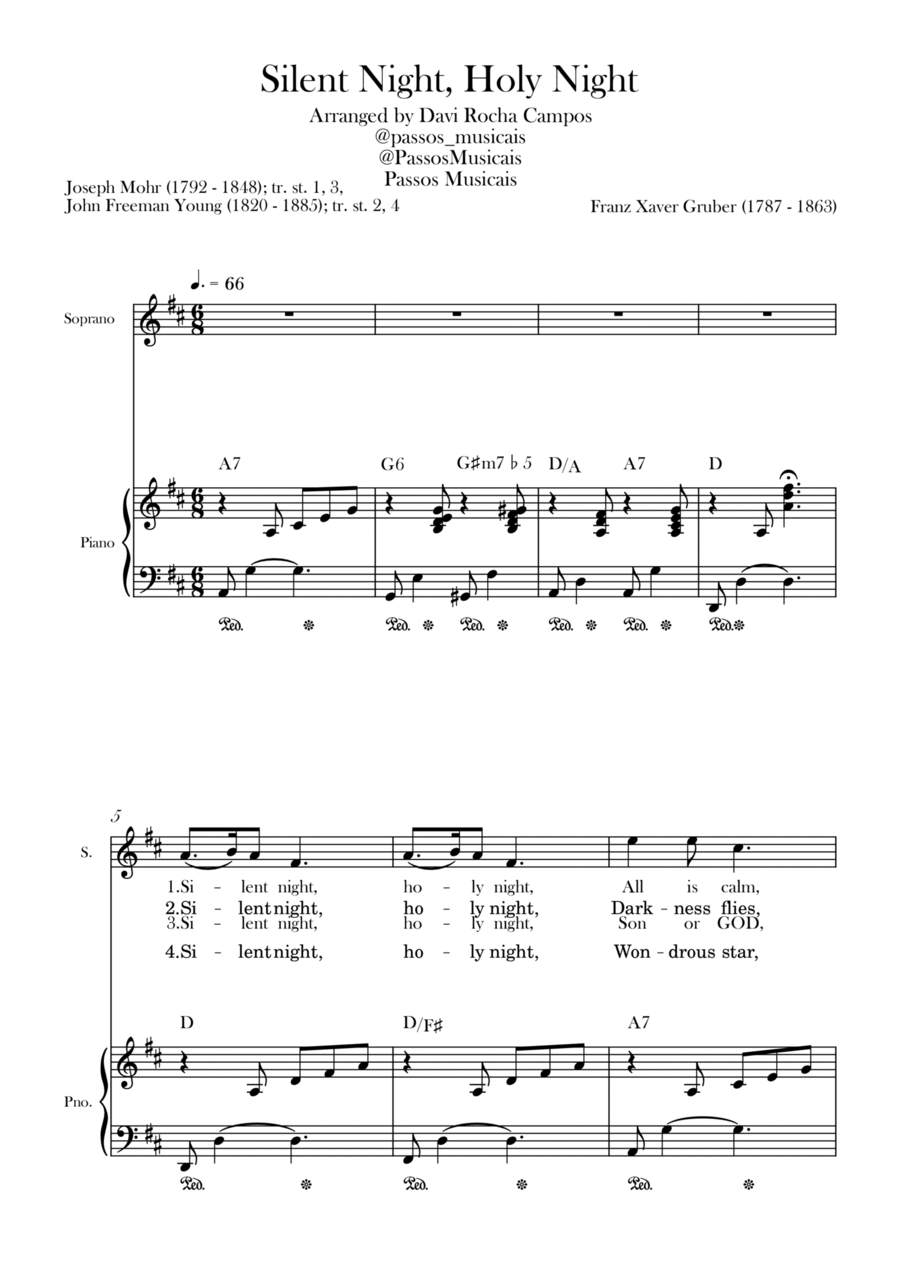 Silent Night, Holy Night Soprano Voice scores gallery preview page 1