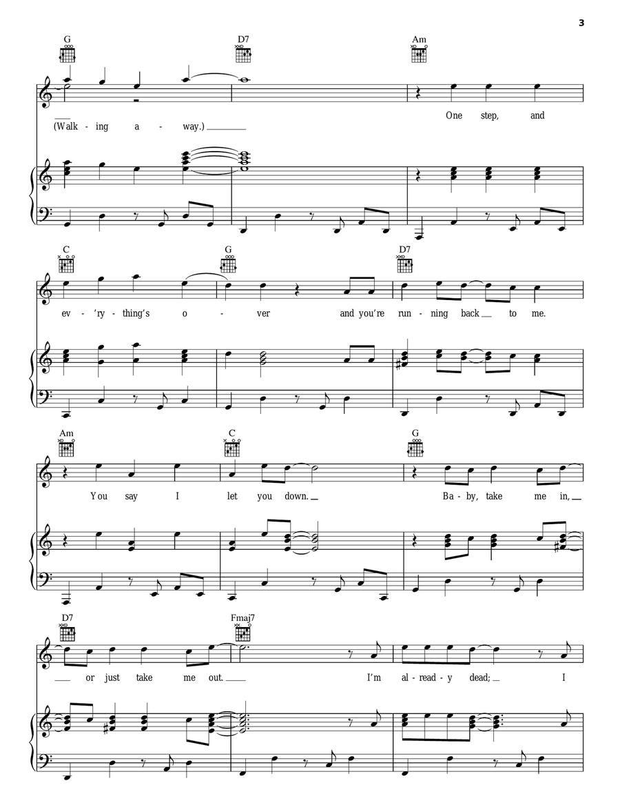 Panic Piano, Vocal, Guitar scores gallery preview page 3