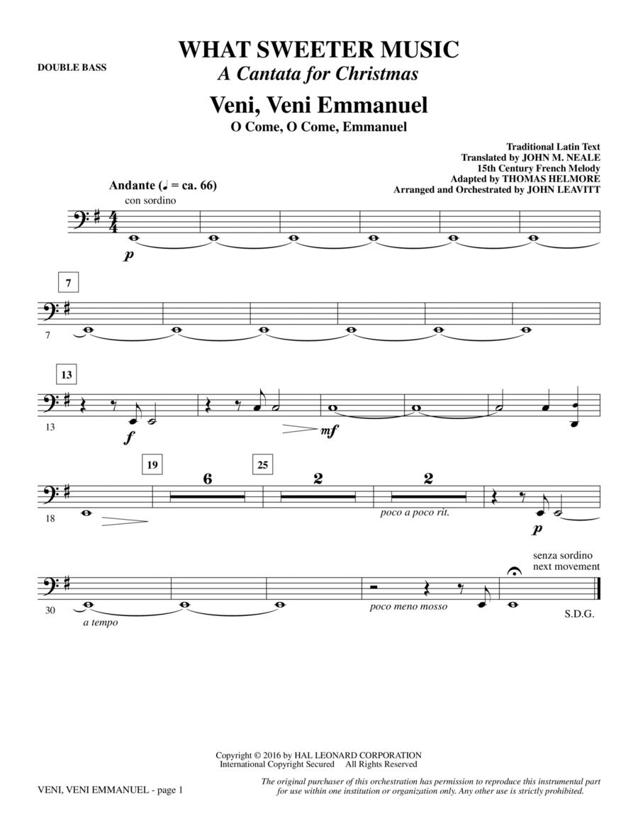 What Sweeter Music (A Cantata For Christmas) - Double Bass Choir scores gallery preview page 1