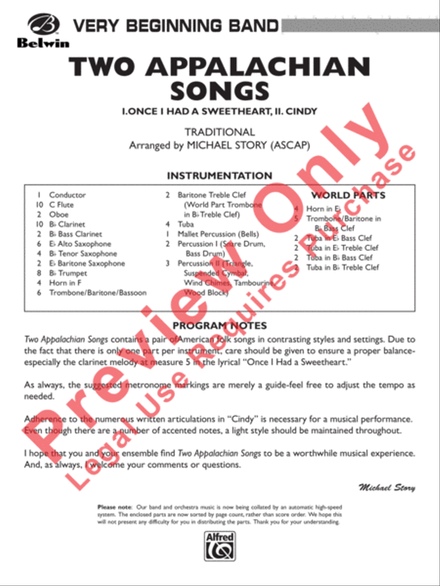 Two Appalachian Songs Concert Band scores gallery preview page 2