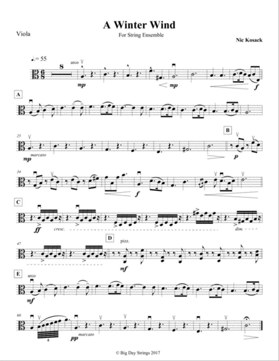A Winter Wind - for string quartet or quintet String Quartet scores gallery preview page 6