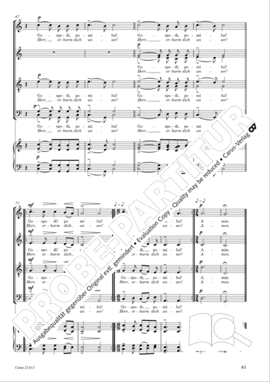 Liturgy of St. John Chrysostom op. 31 for mixed choir a cappella (Chrysostomos-Liturgie op. 31 fur Chor a cappella mit singbarem deutschem Text) A Cappella scores gallery preview page 83
