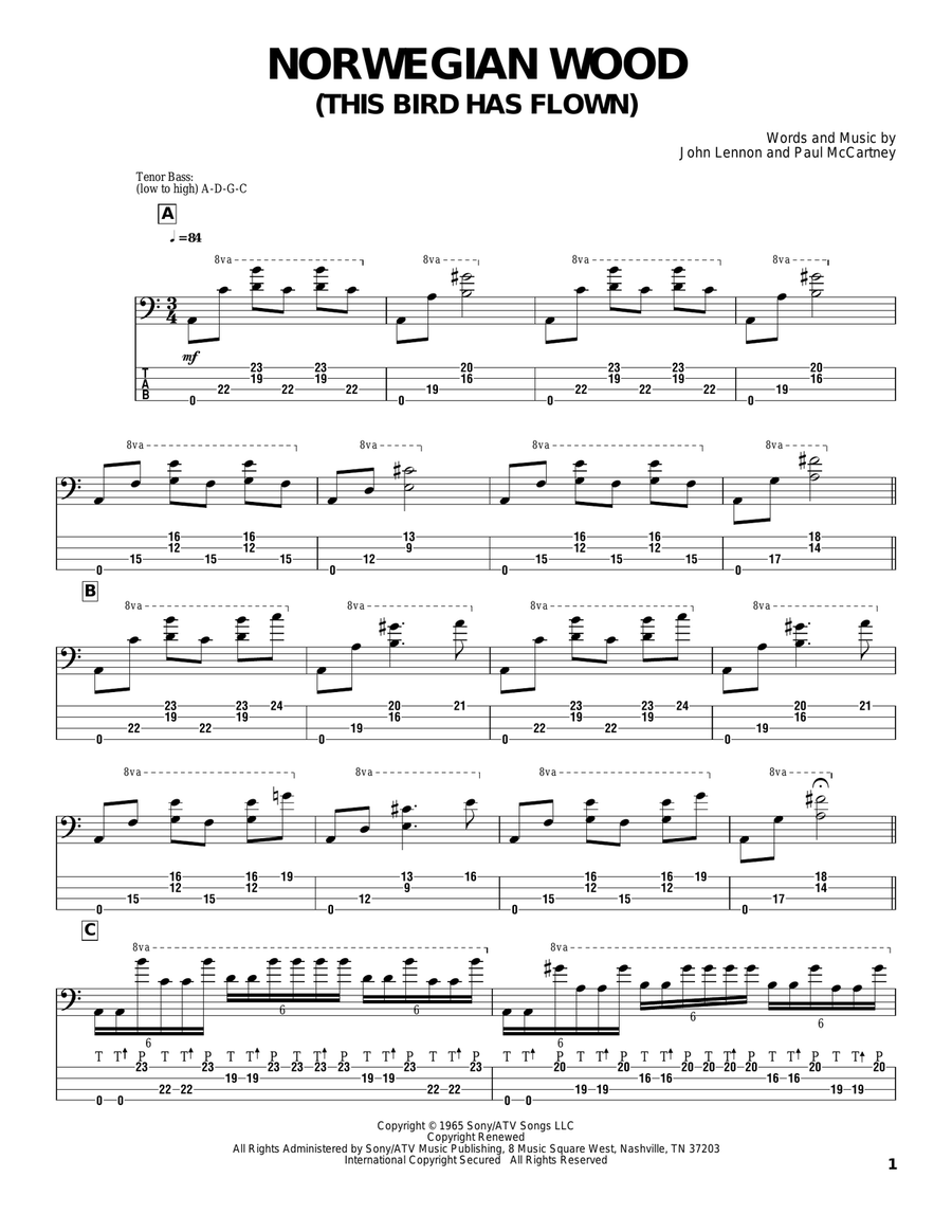 Norwegian Wood (This Bird Has Flown) Acoustic Guitar scores gallery preview page 1