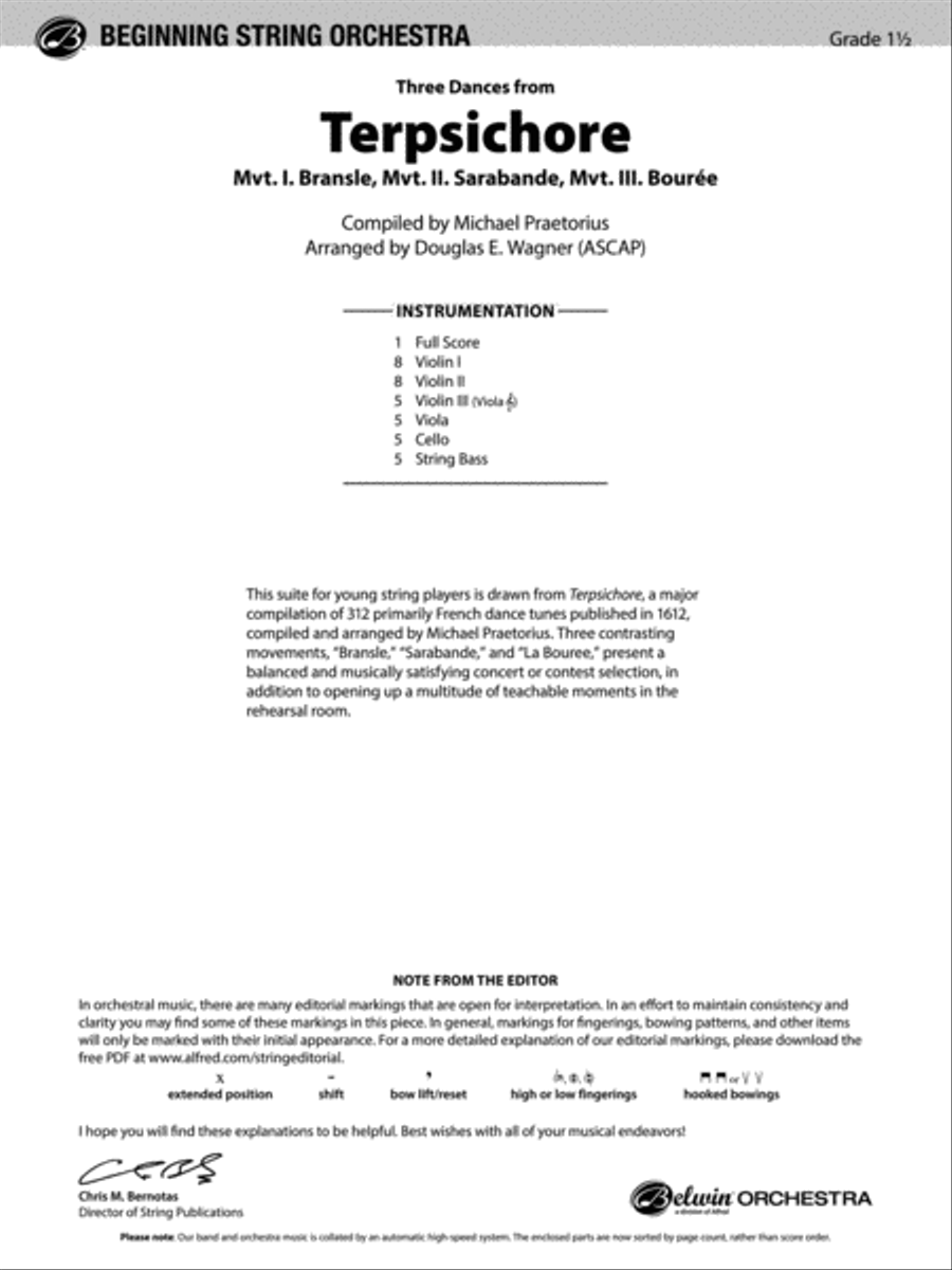 Terpsichore: Score String Orchestra scores gallery preview page 1