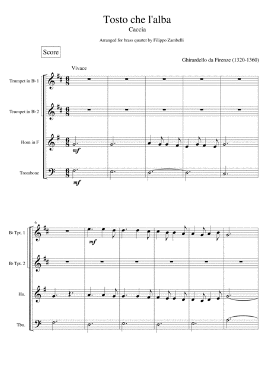 Tosto che L'alba - Ghirardello da Firenze Brass Ensemble scores gallery preview page 2