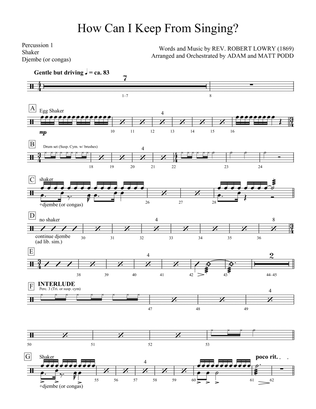 How Can I Keep from Singing (arr. Matt and Adam Podd) - Percussion